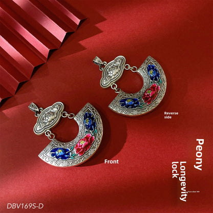 New Chinese style hollow peony sterling silver pendant - jewelry - weilin.com