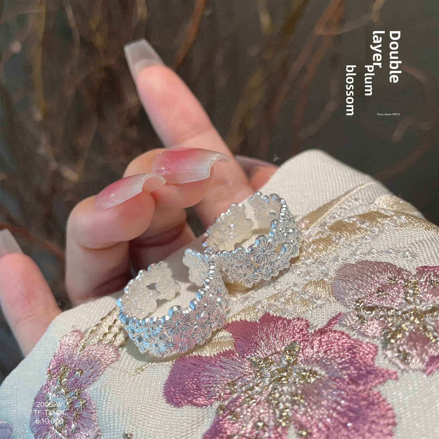 New Chinese style plum blossom sterling silver ring - jewelry - weilin.com