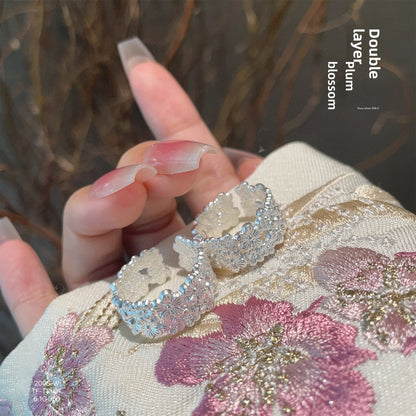 New Chinese style plum blossom sterling silver ring - jewelry - weilin.com