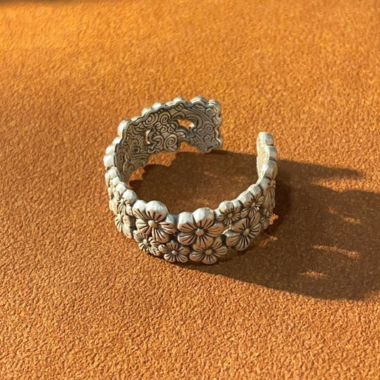 New Chinese style plum blossom sterling silver ring - jewelry - weilin.com