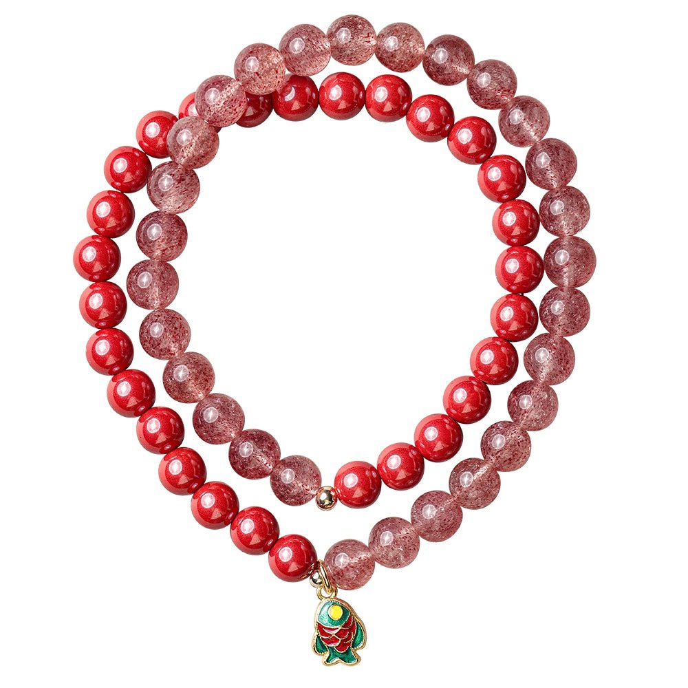 New Chinese style purple gold sand cinnabar emperor sand hand crystal bracelet for women - jewelry - weilin.com