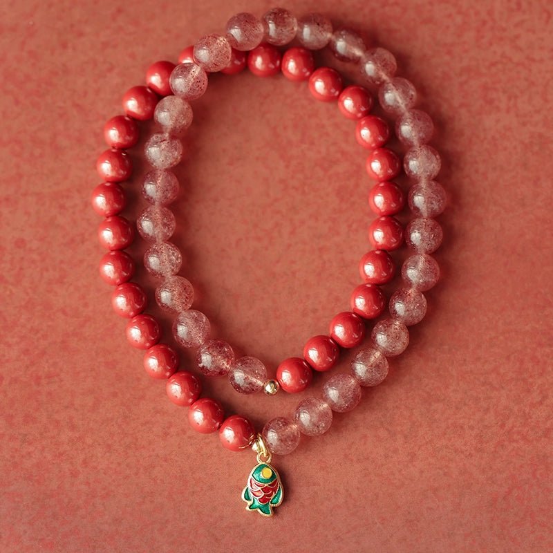 New Chinese style purple gold sand cinnabar emperor sand hand crystal bracelet for women - jewelry - weilin.com