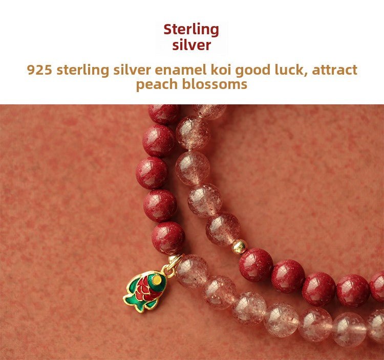 New Chinese style purple gold sand cinnabar emperor sand hand crystal bracelet for women - jewelry - weilin.com