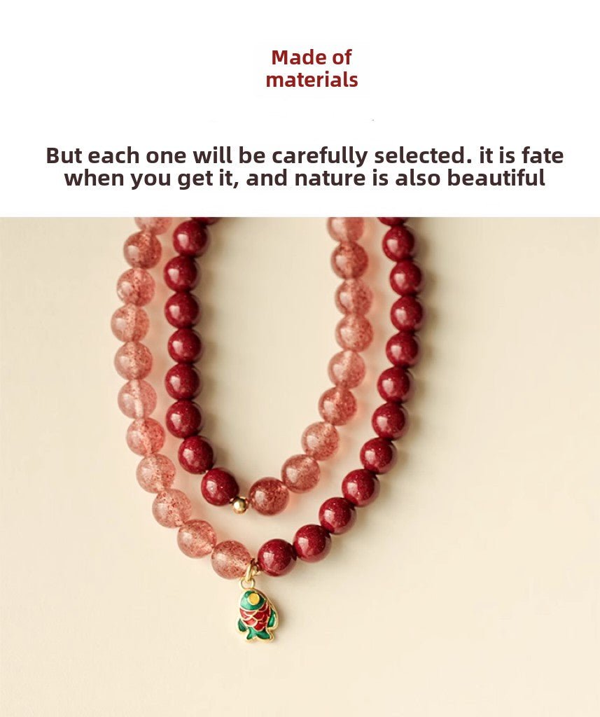 New Chinese style purple gold sand cinnabar emperor sand hand crystal bracelet for women - jewelry - weilin.com