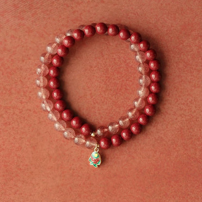 New Chinese style purple gold sand cinnabar emperor sand hand crystal bracelet for women - jewelry - weilin.com