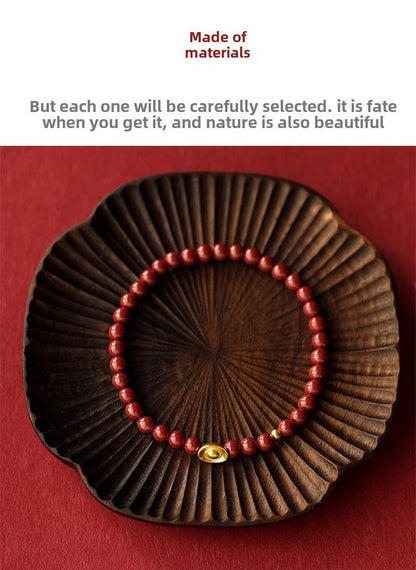 New Chinese style purple gold sand emperor sand cinnabar bracelet full gold ingot bracelet - jewelry - weilin.com