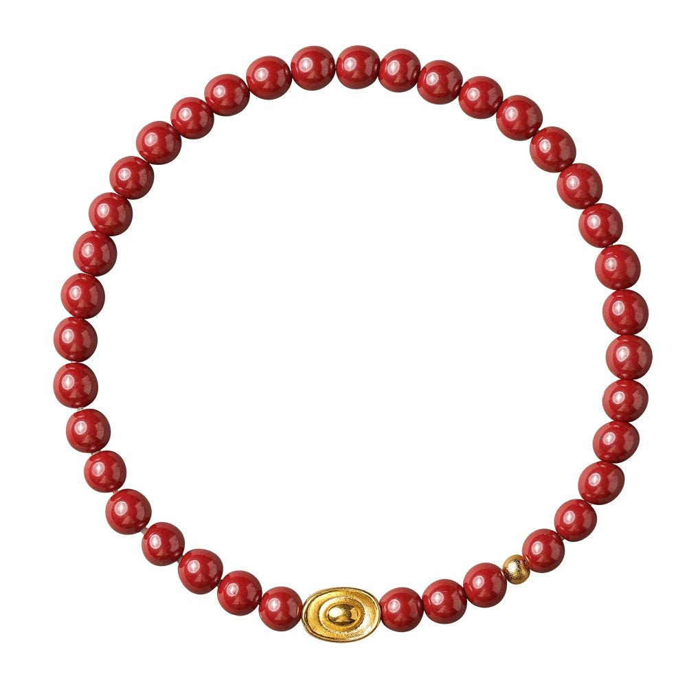 New Chinese style purple gold sand emperor sand cinnabar bracelet full gold ingot bracelet - jewelry - weilin.com