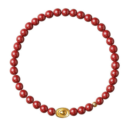 New Chinese style purple gold sand emperor sand cinnabar bracelet full gold ingot bracelet - jewelry - weilin.com
