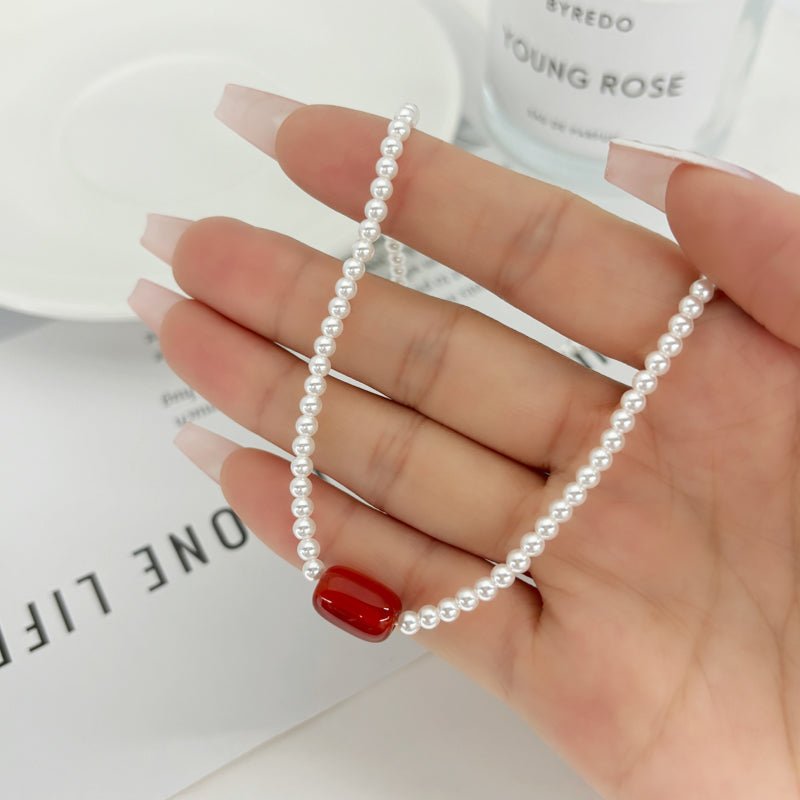 New Chinese style red imitation pearl necklace - jewelry - weilin.com