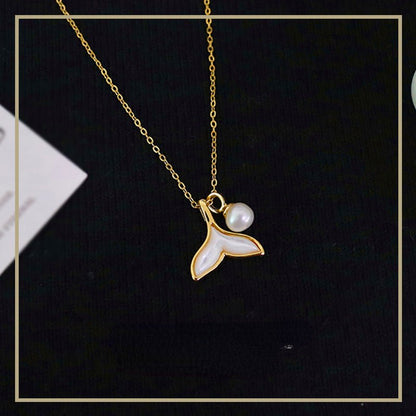 Niche design fishtail freshwater pearl mother - of - pearl necklace for women - jewelry - weilin.com