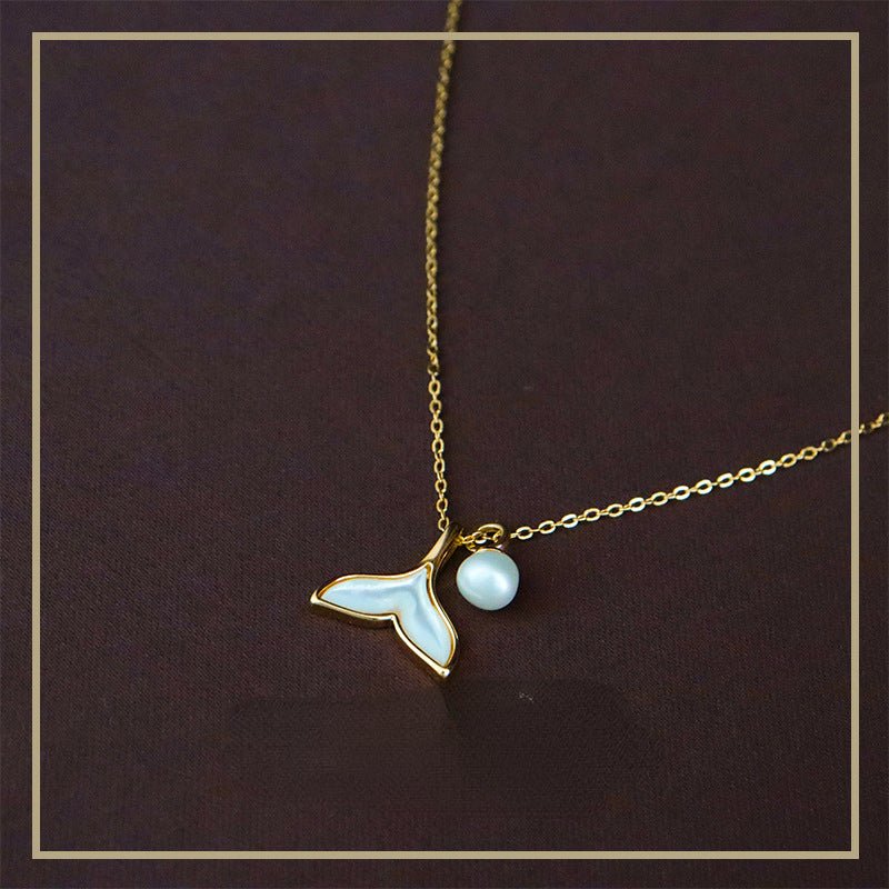 Niche design fishtail freshwater pearl mother - of - pearl necklace for women - jewelry - weilin.com