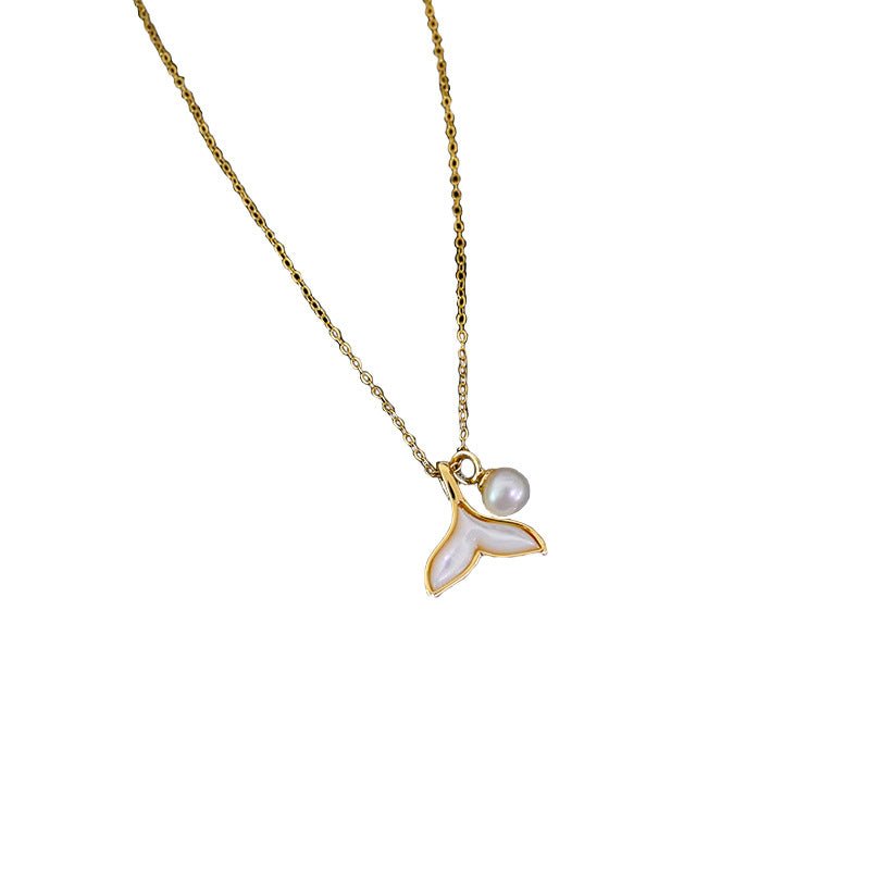 Niche design fishtail freshwater pearl mother - of - pearl necklace for women - jewelry - weilin.com