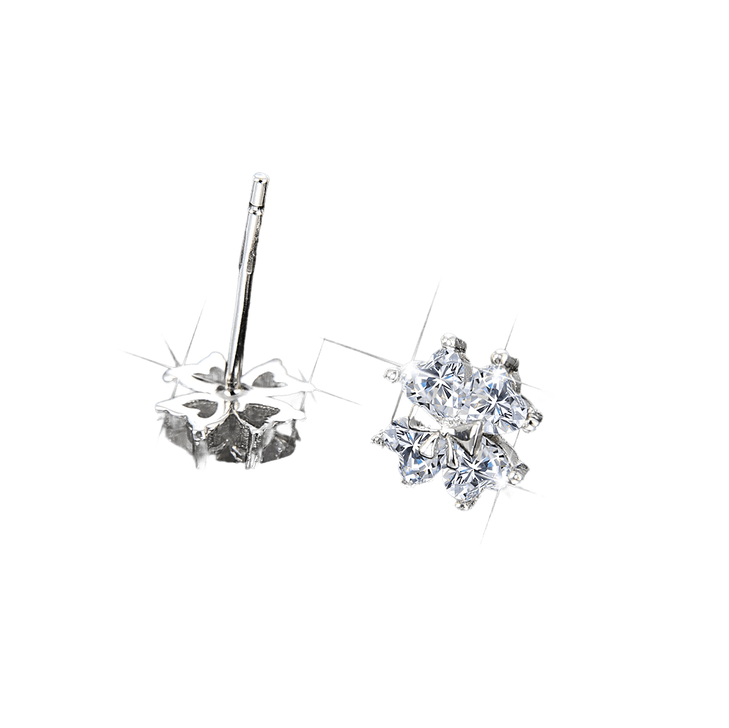 Noble and elegant four - leaf clover cubic zirconia earrings - jewelry - weilin.com