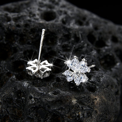 Noble and elegant four - leaf clover cubic zirconia earrings - jewelry - weilin.com