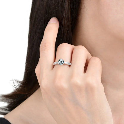 Noble design half circle exquisite zircon ring - jewelry - weilin.com