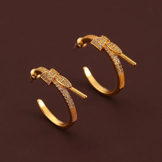 Noble Retro Bow Zircon Earrings - jewelry - weilin.com