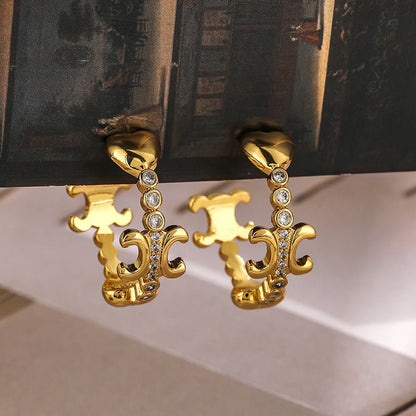 Noble retro heart zircon earrings - jewelry - weilin.com