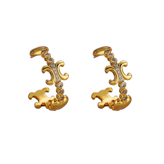 Noble retro heart zircon earrings - jewelry - weilin.com