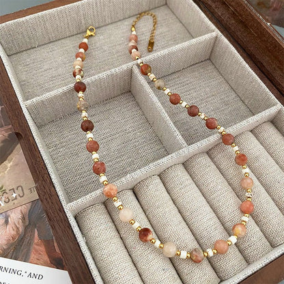 Novelty gradient color planet natural stone beaded colorful stacked lock necklace - jewelry - weilin.com