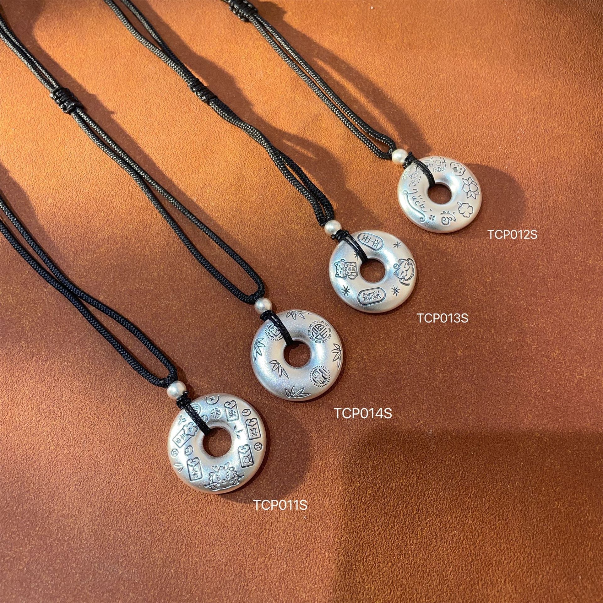 Peaceful charm braided rope necklace sterling silver pendant - jewelry - weilin.com