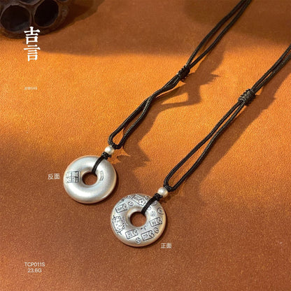 Peaceful charm braided rope necklace sterling silver pendant - jewelry - weilin.com