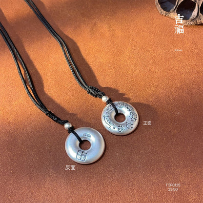 Peaceful charm braided rope necklace sterling silver pendant - jewelry - weilin.com