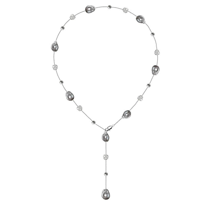 Pearl long pendant necklace - jewelry - weilin.com