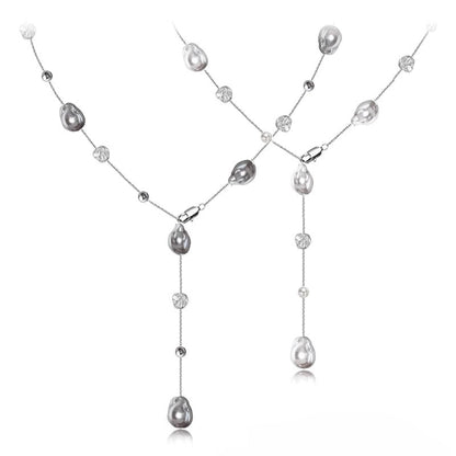 Pearl long pendant necklace - jewelry - weilin.com