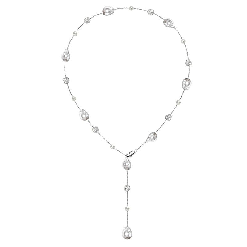 Pearl long pendant necklace - jewelry - weilin.com