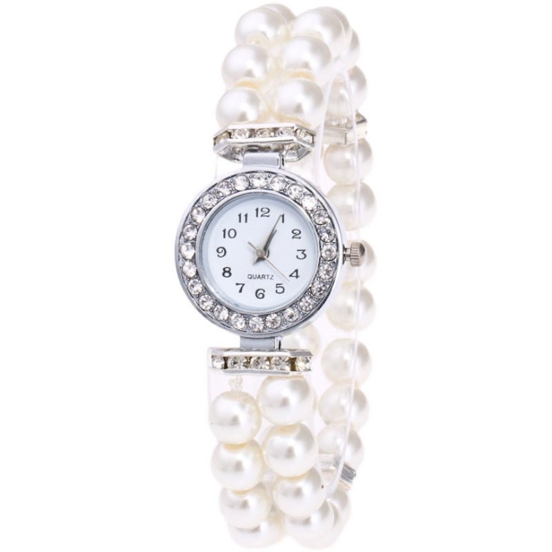 Pearl round dial elastic watch - jewelry - weilin.com