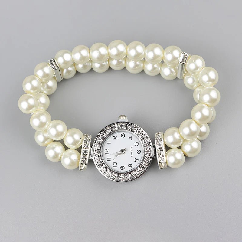 Pearl round dial elastic watch - jewelry - weilin.com