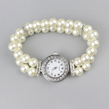 Pearl round dial elastic watch - jewelry - weilin.com