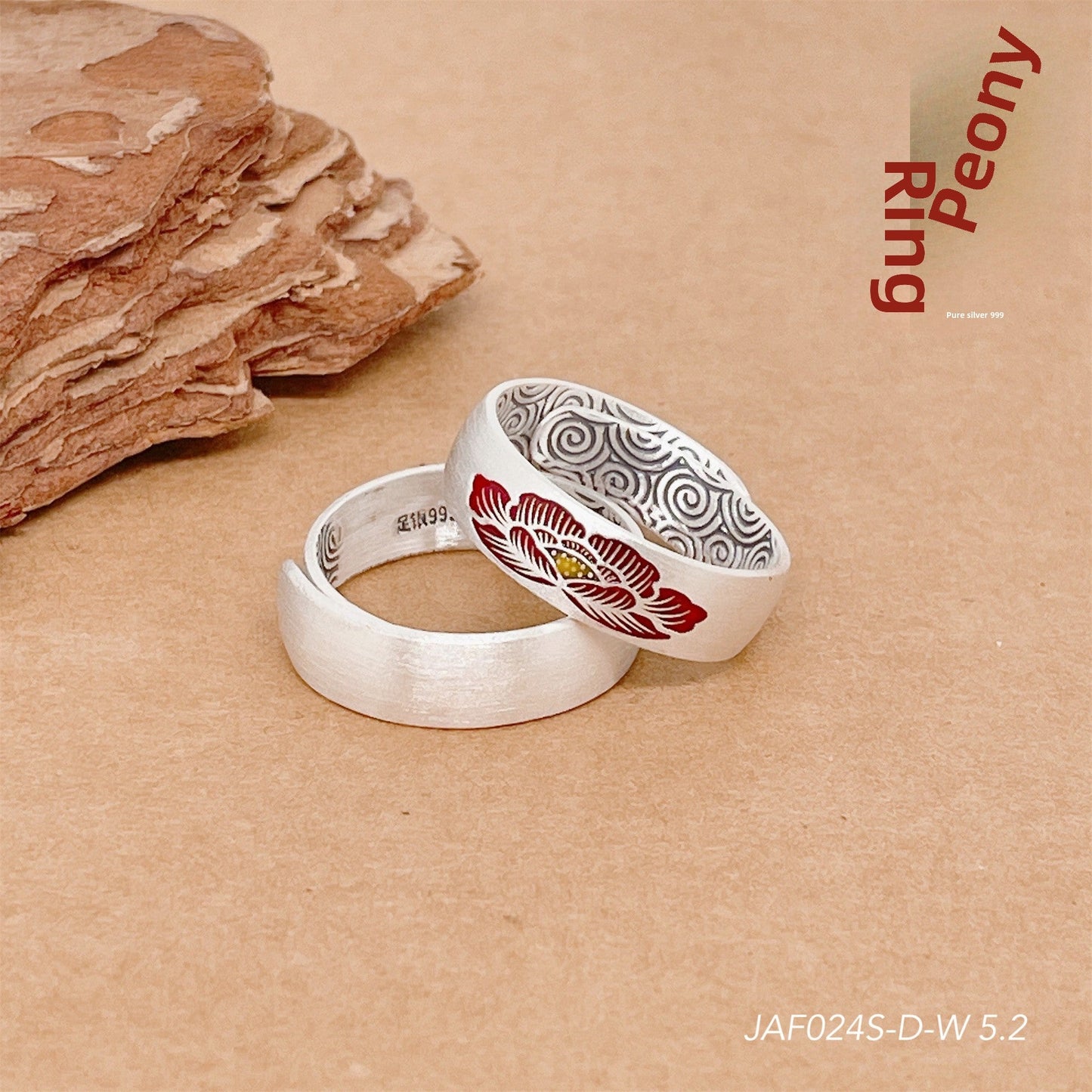 Peony sterling silver ring for men and women - jewelry - weilin.com