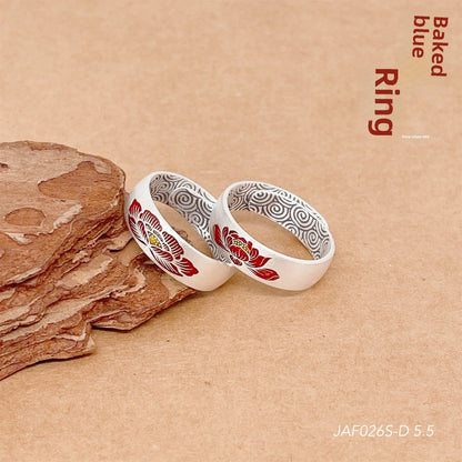 Peony sterling silver ring for men and women - jewelry - weilin.com