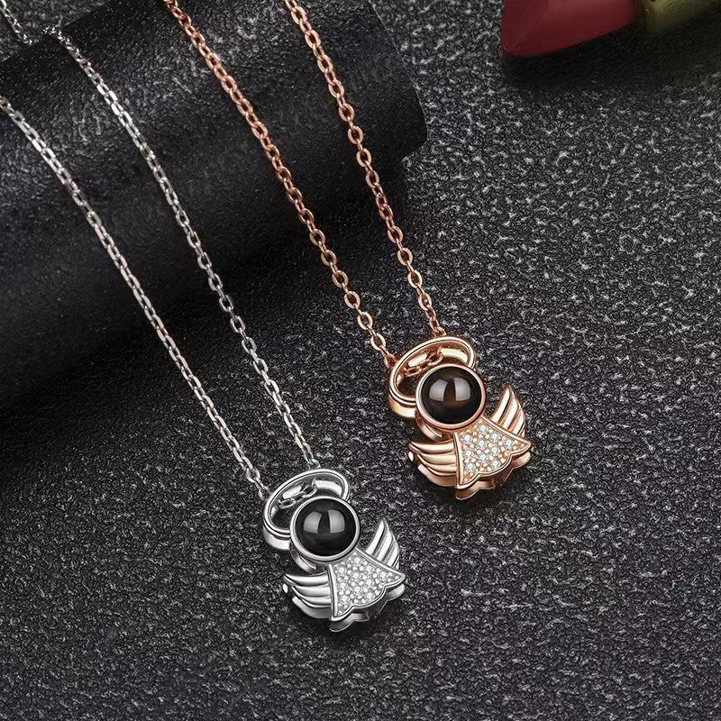Photo Projection Angel Wings Necklace - jewelry - weilin.com
