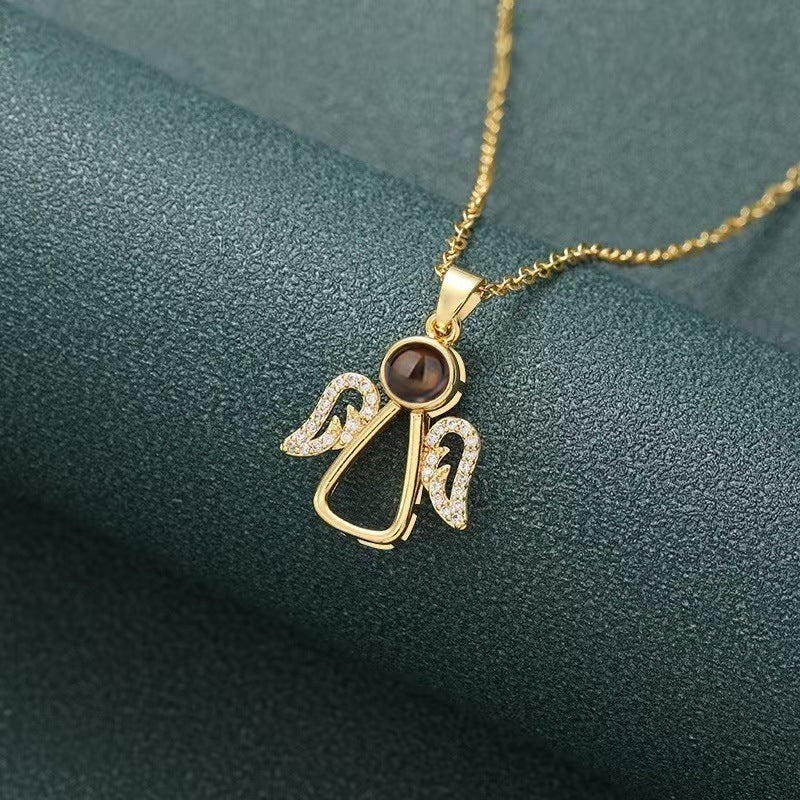 Photo Projection Angel Wings Necklace - jewelry - weilin.com