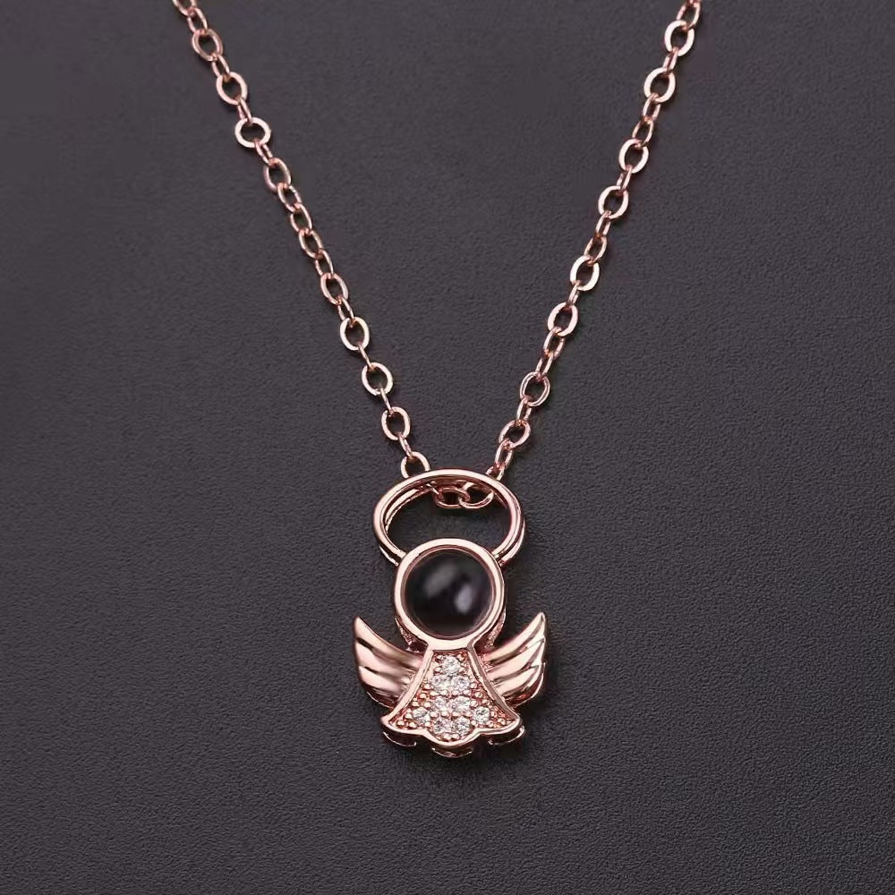 Photo Projection Angel Wings Necklace - jewelry - weilin.com