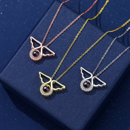 Photo Projection Angel Wings Necklace - jewelry - weilin.com