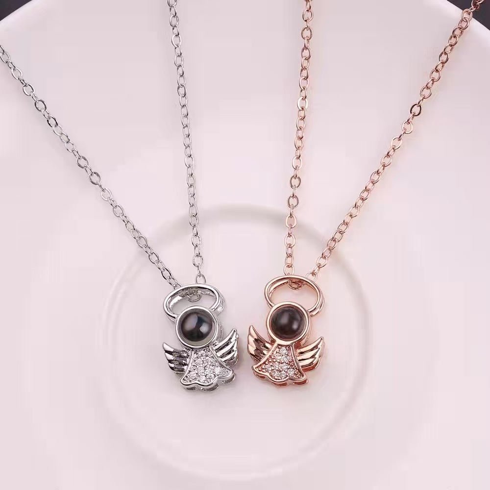 Photo Projection Angel Wings Necklace - jewelry - weilin.com