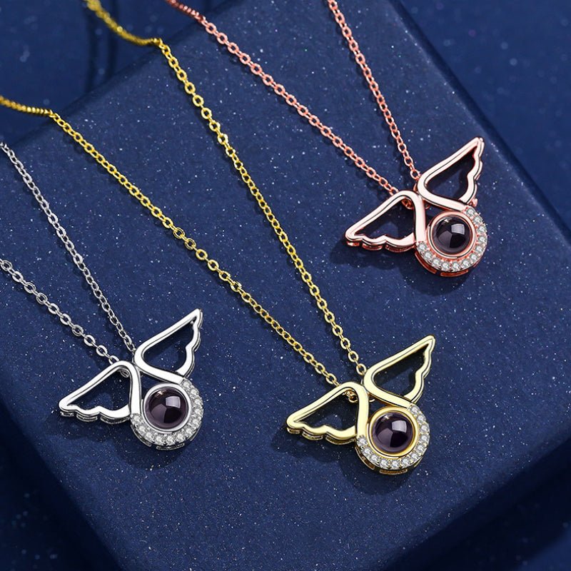 Photo Projection Angel Wings Necklace - jewelry - weilin.com