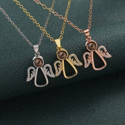 Photo Projection Angel Wings Necklace - jewelry - weilin.com