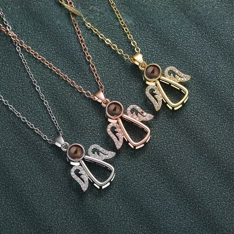 Photo Projection Angel Wings Necklace - jewelry - weilin.com