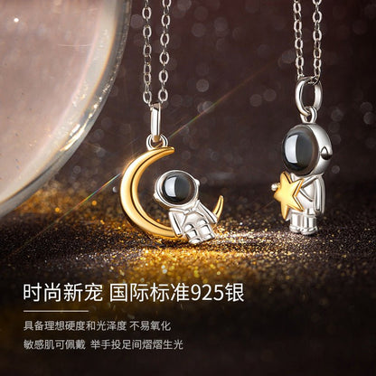 Photo Projection Astronaut Couple Necklace - jewelry - weilin.com