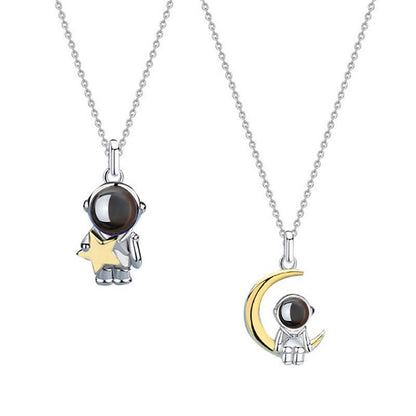 Photo Projection Astronaut Couple Necklace - jewelry - weilin.com