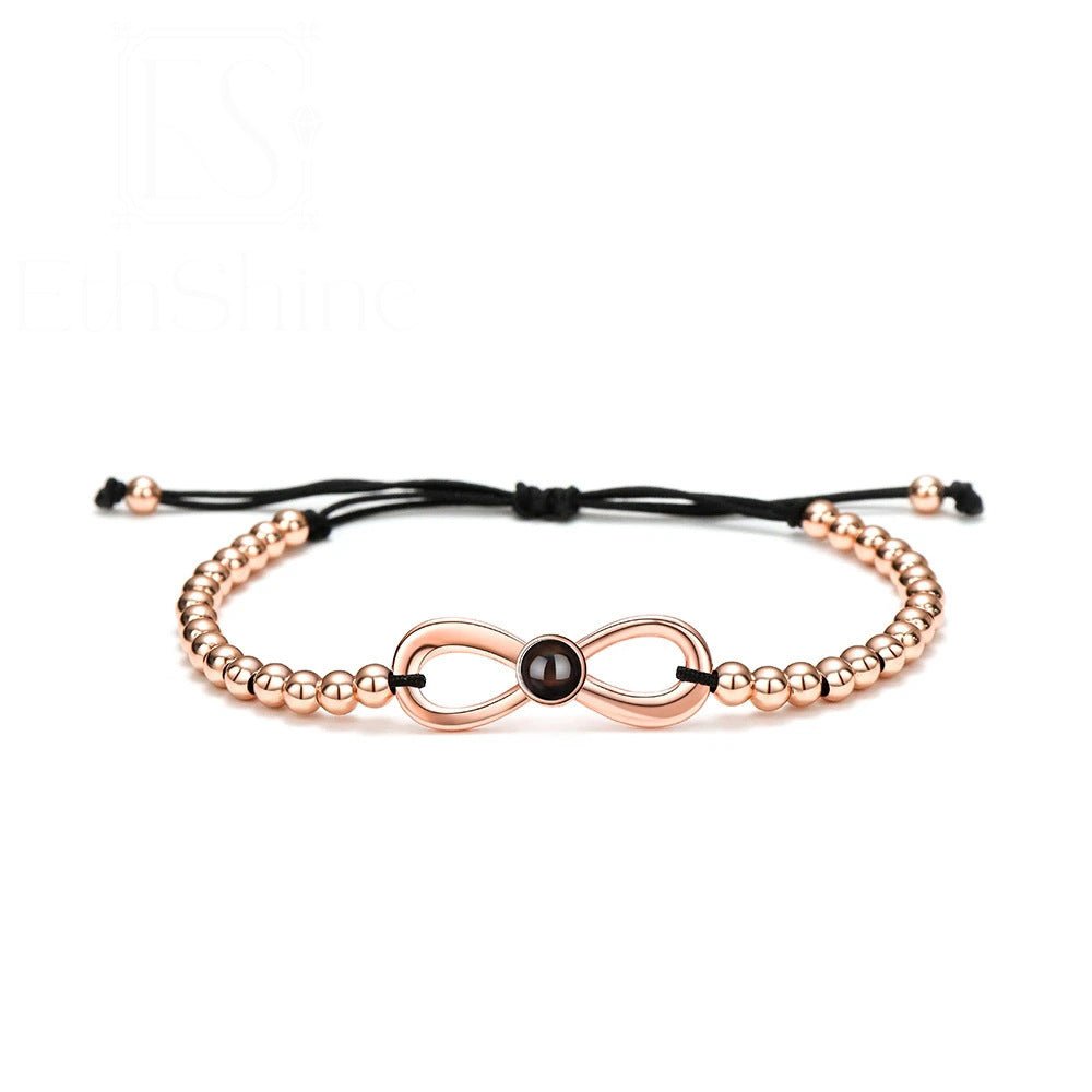 Photo projection bowknot brass beaded bracelet - jewelry - weilin.com