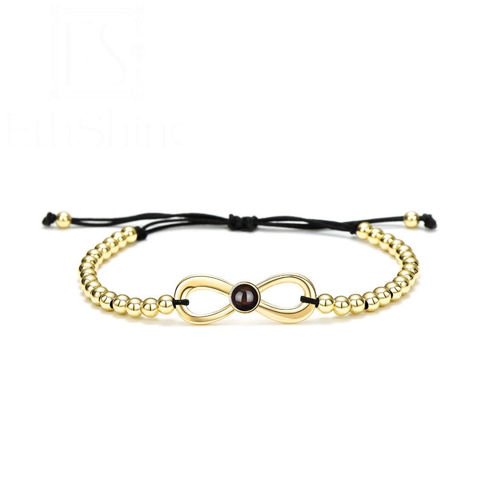 Photo projection bowknot brass beaded bracelet - jewelry - weilin.com