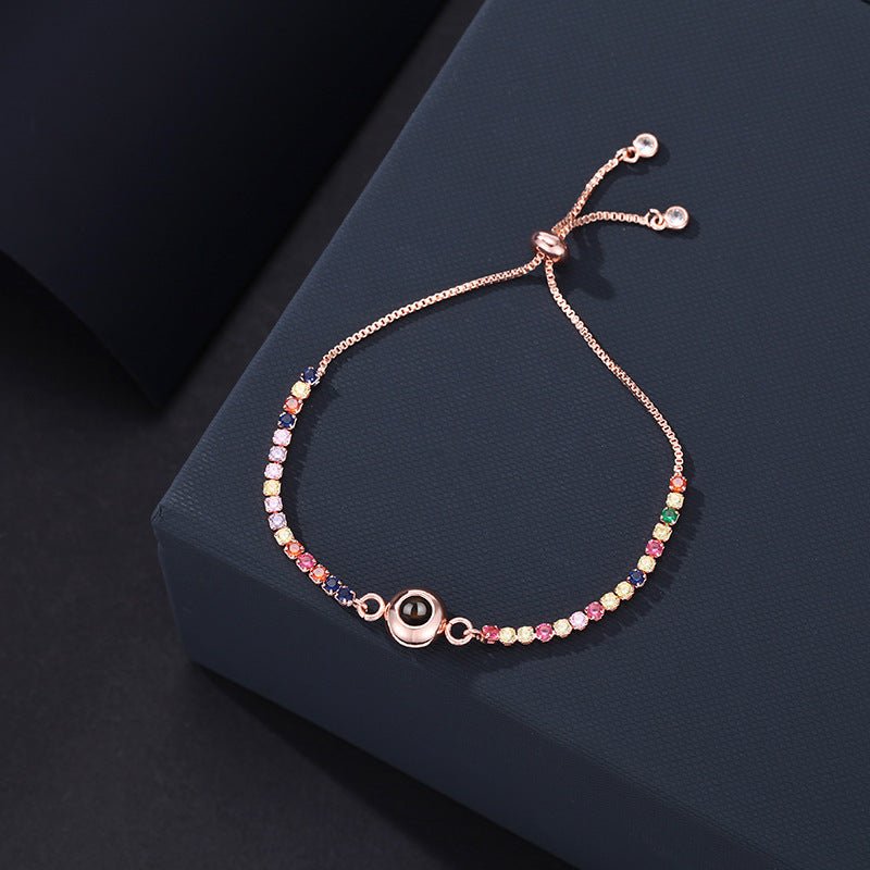 Photo Projection Colored Moissanite Bracelet - jewelry - weilin.com