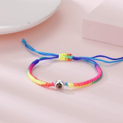 Photo projection colorful couple braided bracelet - jewelry - weilin.com