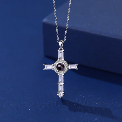 Photo Projection Cross Diamond - inlaid Necklace - jewelry - weilin.com