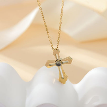 Photo Projection Cross Necklace - jewelry - weilin.com
